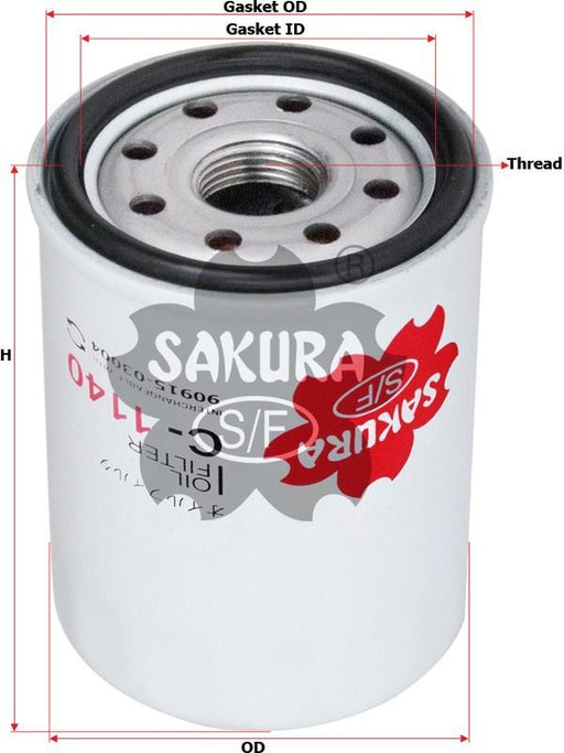 Sakura Oil Filter Fits Wco246Nm 115010-8090 90915-10010 C-1140 Engine Oil Filter Sakura    - Micks Gone Bush