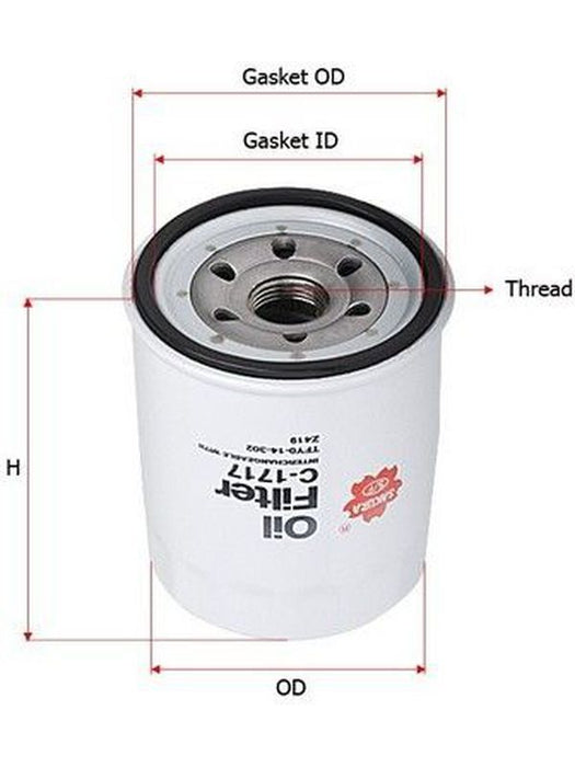 Sakura Spin-On Oil Filter [ref Ryco Z419, Z435] C-1717 Engine Oil Filter Sakura    - Micks Gone Bush