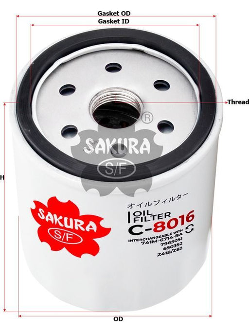 Sakura Spin-On Oil Filter C-8016 Engine Oil Filter Sakura    - Micks Gone Bush