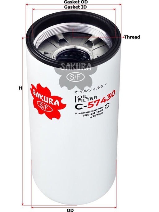 Sakura Spin-On Oil Filter C-57430 Engine Oil Filter Sakura    - Micks Gone Bush