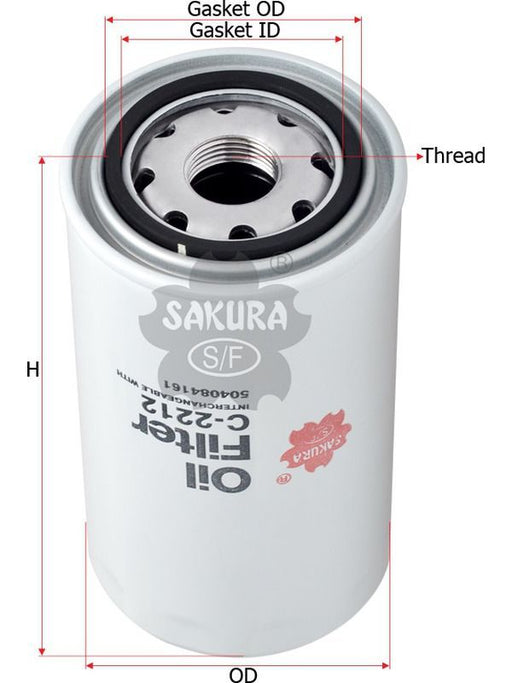Sakura Oil Filter P551100 Bf7327 Lf16117 504084161 84228488 C-2212 Engine Oil Filter Sakura    - Micks Gone Bush