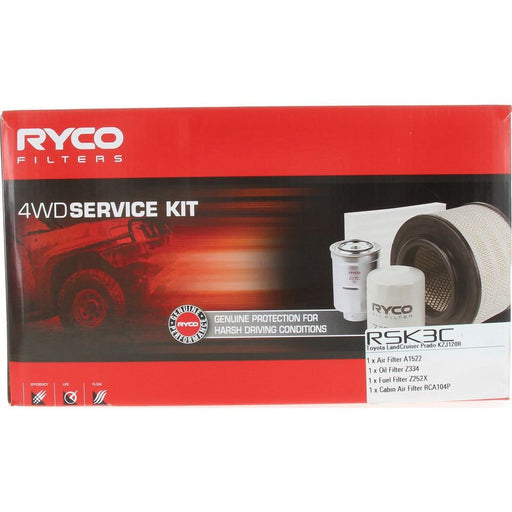 Ryco RSK3C 4WD Filter Kit for Toyota Landcruiser Prado KZJ120R 3.0L Diesel Filter Service Kit Ryco    - Micks Gone Bush