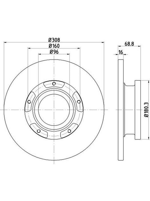 Bremtec Euro-Line 308mm BDR25521EL Disc Brake Rotor Pair Disc Brake Rotor (Single) Bremtec    - Micks Gone Bush