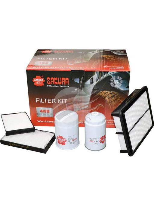 Sakura Filter Kit Oil Air Fuel Cabin For Hyundai Tq Iload D4Cb K-28010 Engine Oil Filter Sakura    - Micks Gone Bush