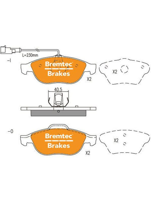 Bremtec Euroline Ceramic Brake Pad BT1600ELC Disc Brake Pad Set Bremtec    - Micks Gone Bush