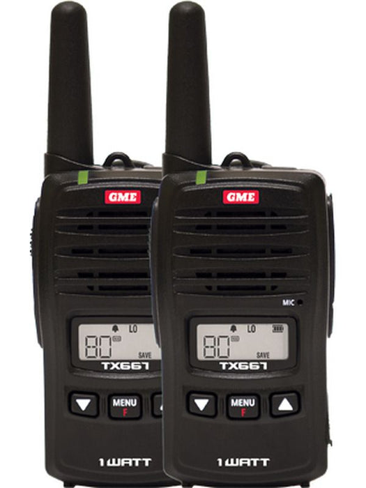 GME 1W Uhf 80 Channel Handheld Twin Pack Radios Rechargeable Batts Char  GME Default Title   - Micks Gone Bush