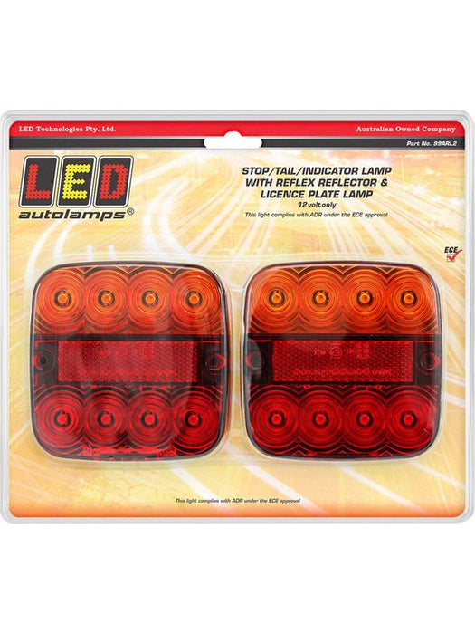 Autolamps Set of 2 LED Stop/Tail/Indicator with Licence Plate Lamp 12V 8 LED 99ARL2 Tail Lights Autolamps LED    - Micks Gone Bush