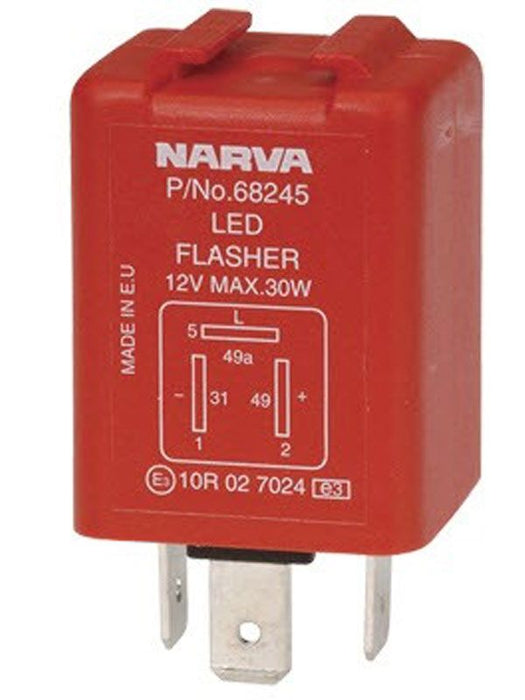 Narva 12 Volt 3 Pin Electronic LED Flasher 68245BL - Energy Efficient Vehicle Indicator Upgrade with Ultra-low Current Operation Relays Narva    - Micks Gone Bush