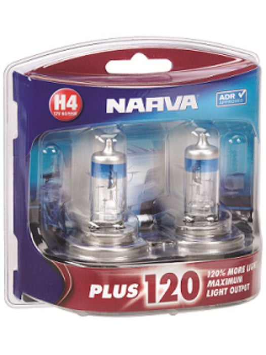 Narva 12V H4 60/55W Plus 120 P43T Halogen Headlight Globes - Pack of 2  Narva    - Micks Gone Bush