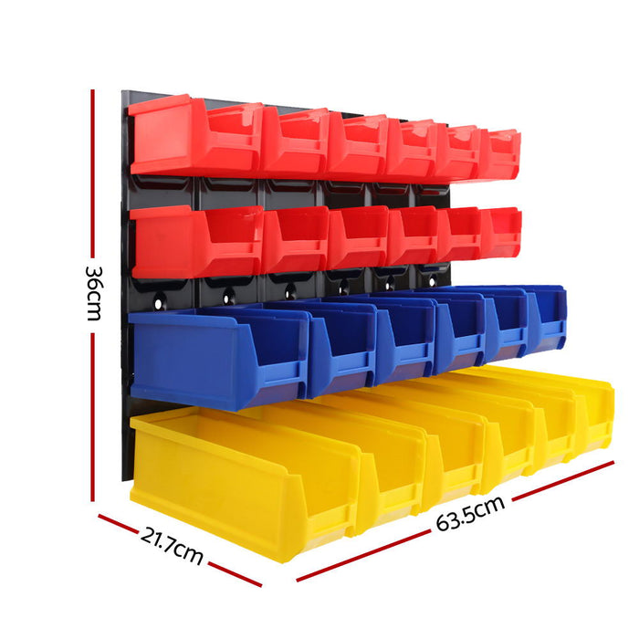 Wall-Mounted Storage Bin Rack with Labeling Slots Tools > Tools Storage Giantz    - Micks Gone Bush