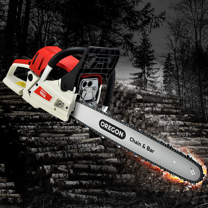 Giantz Petrol Chainsaw E-Start Pruning Saw with 20 or 24 Oregon Bar Tools > Industrial Tools Giantz    - Micks Gone Bush