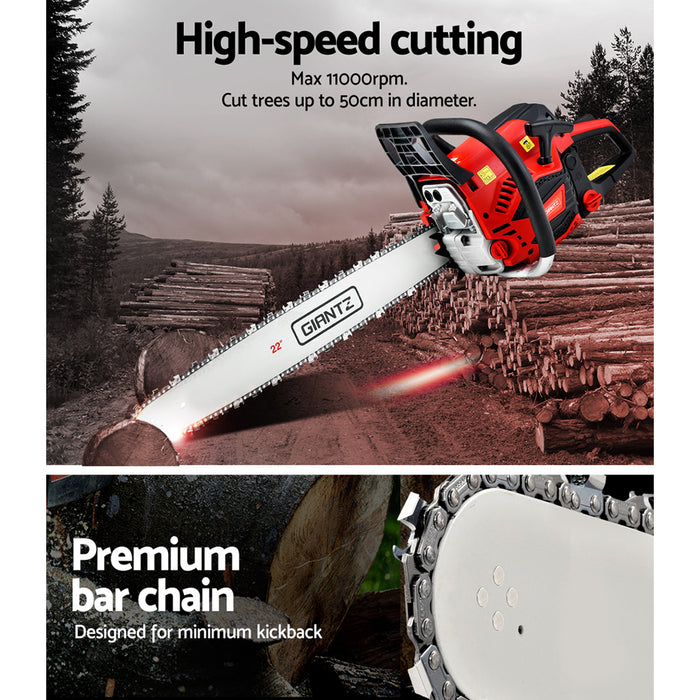 Reliable Pruning Partner Giantz 58CC Petrol Chainsaw with 22 Bar & E-Start Tools > Industrial Tools Giantz    - Micks Gone Bush