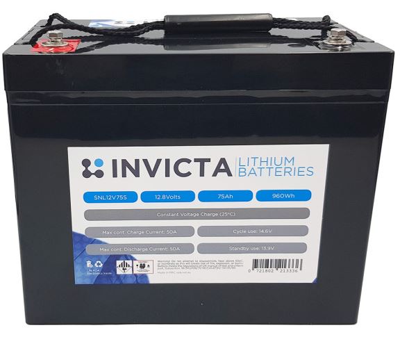 Invicta 12V 75Ah Lithium Battery with 4 Series Functionality LiFePO4 Batteries Invicta    - Micks Gone Bush