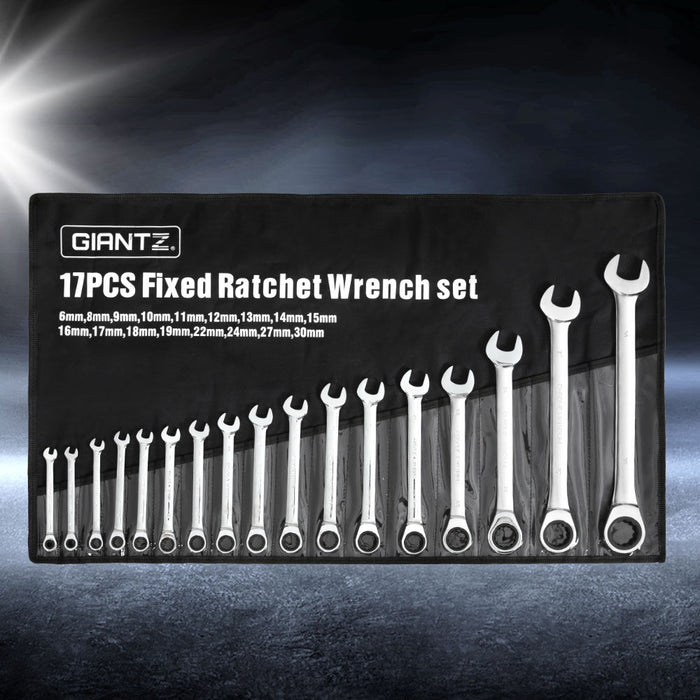 Cope with Every Bolt Giantz 17pcs Metric Ratchet Spanner Set 6MM-30MM Tools > Other Tools Giantz    - Micks Gone Bush