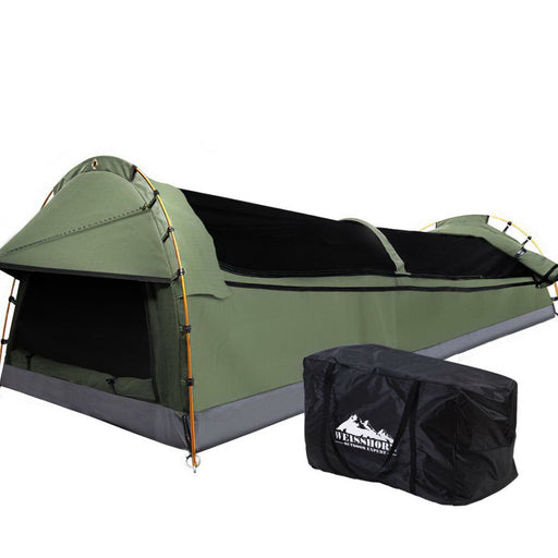 Weisshorn Swags King Single Camping Swag Canvas Tent Deluxe With Mattress Outdoor > Camping Weisshorn    - Micks Gone Bush