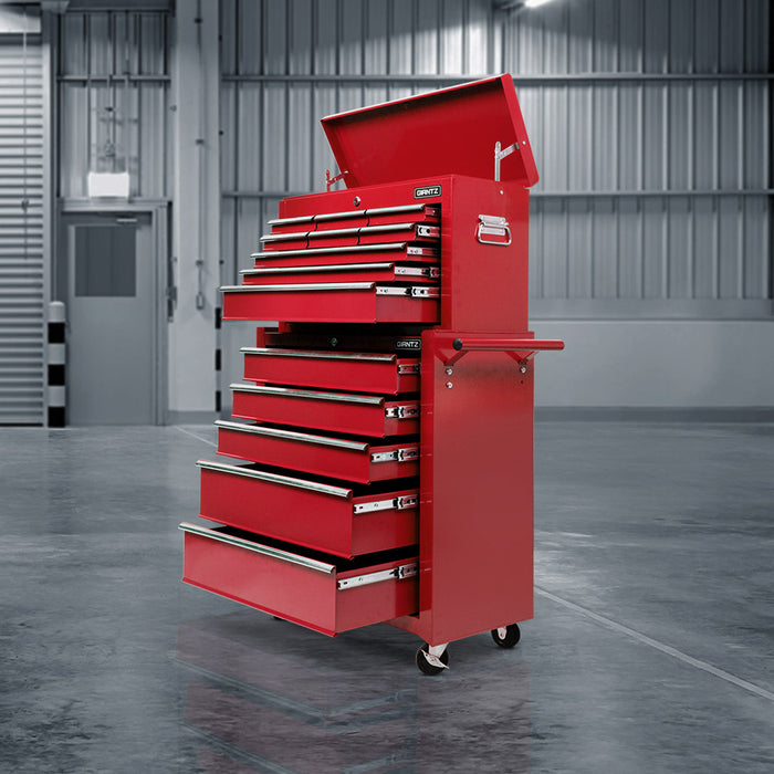 Giantz 14 Drawer Steel Tool Cabinet Chest Mechanic Garage Storage Trolley Red Tools > Tools Storage Giantz    - Micks Gone Bush