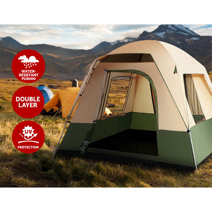 Weisshorn Family Camping Tent 4 Person Hiking Beach Tents Green Outdoor > Camping Weisshorn    - Micks Gone Bush