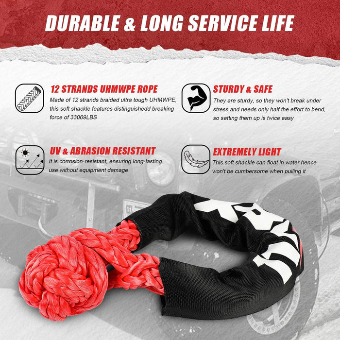 X-BULL Recovery Kit Kinetic Recovery Rope With 2PCS Recovery Tracks Gen2.0 Red Auto Accessories > 4WD & Recovery X-BULL    - Micks Gone Bush