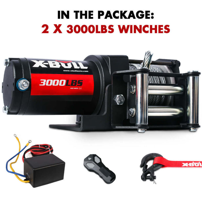 X-BULL Electric Winch 3000lbs Steel Wire Cable 12V Boat ATV UTV Winch Trailer 2 Units Auto Accessories > 4WD & Recovery X-BULL    - Micks Gone Bush