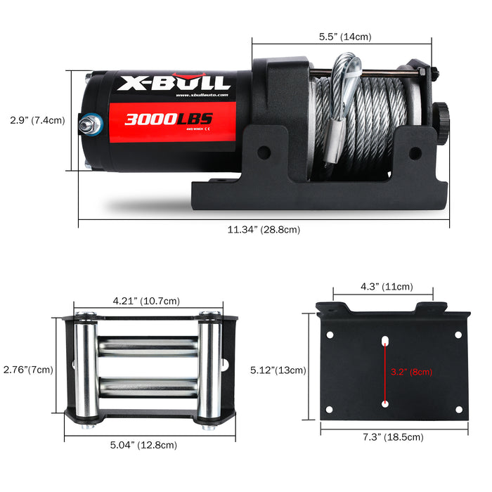 X-BULL Electric Winch 3000lbs Steel Wire Cable 12V Boat ATV UTV Winch Trailer 2 Units Auto Accessories > 4WD & Recovery X-BULL    - Micks Gone Bush