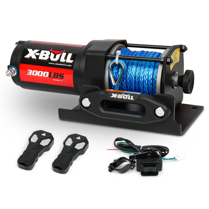 X-BULL 12V Electric Winch 3000LB ATV Winch Boat Trailer Winch Synthetic Rope Auto Accessories > 4WD & Recovery X-BULL    - Micks Gone Bush