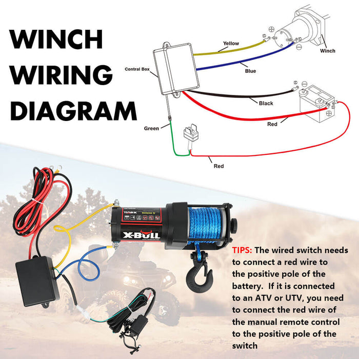 X-BULL 12V Electric Winch 3000LB ATV Winch Boat Trailer Winch Synthetic Rope Auto Accessories > 4WD & Recovery X-BULL    - Micks Gone Bush