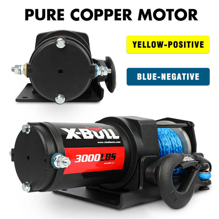 X-BULL 12V Electric Winch 3000LB ATV Winch Boat Trailer Winch Synthetic Rope Auto Accessories > 4WD & Recovery X-BULL    - Micks Gone Bush