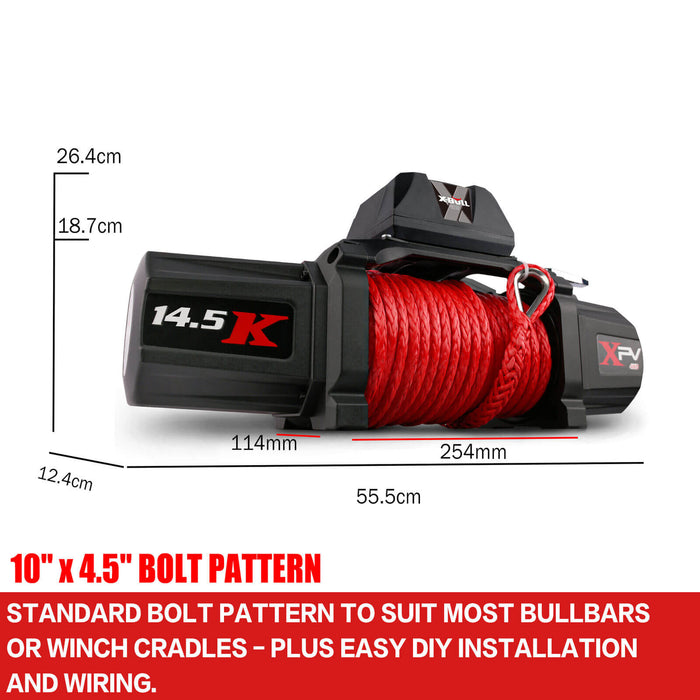 X-BULL 14500LBS Electric Winch 12V synthetic rope with 4PCS Recovery Tracks Gen3.0 Red Auto Accessories > 4WD & Recovery X-BULL    - Micks Gone Bush