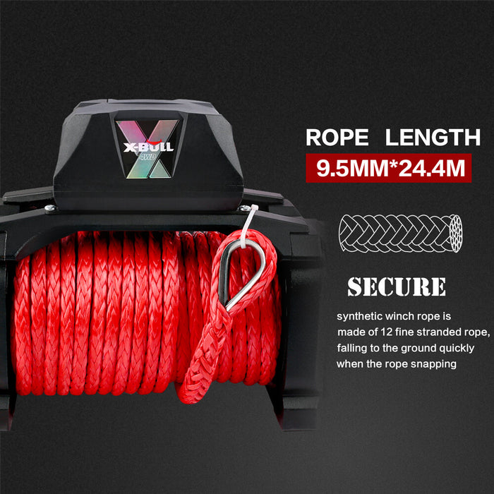 X-BULL 14500LBS Electric Winch 12V synthetic rope with 4PCS Recovery Tracks Gen3.0 Red Auto Accessories > 4WD & Recovery X-BULL    - Micks Gone Bush