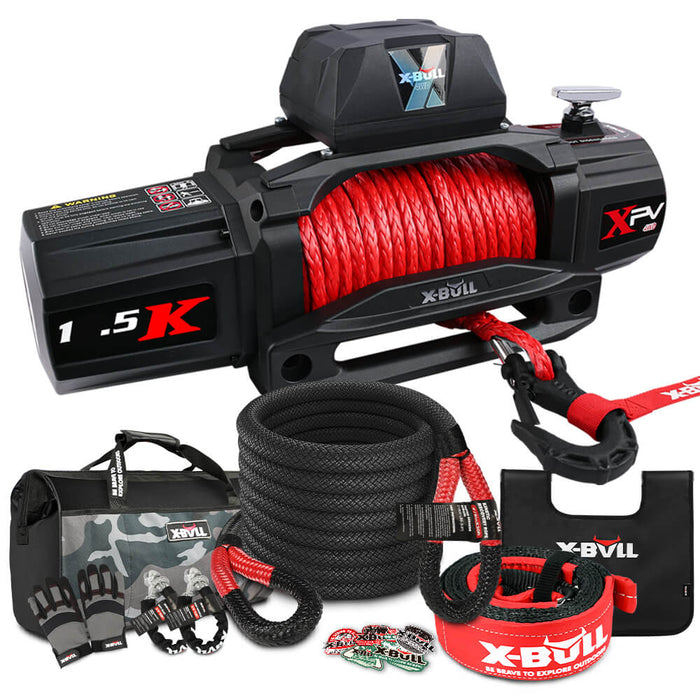 X-BULL 4WD Recovery Kit Kinetic Recovery Rope With 14500LBS Electric Winch 12V Winch 4WD 4X4 Offroad Auto Accessories > 4WD & Recovery X-BULL    - Micks Gone Bush