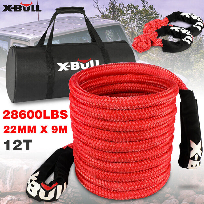 X-BULL Kinetic Rope 22mm x 9m Snatch Strap Recovery Kit Dyneema Tow Winch Auto Accessories > 4WD & Recovery X-BULL    - Micks Gone Bush