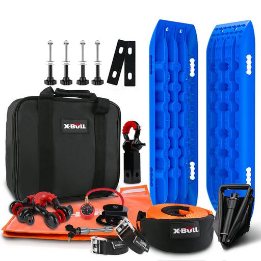 X-BULL Winch Recovery Kit Snatch Strap Off Road 4WD Mounting Pins Recovery Tracks Boards Gen 2.0 Blue Auto Accessories > 4WD & Recovery X-BULL    - Micks Gone Bush