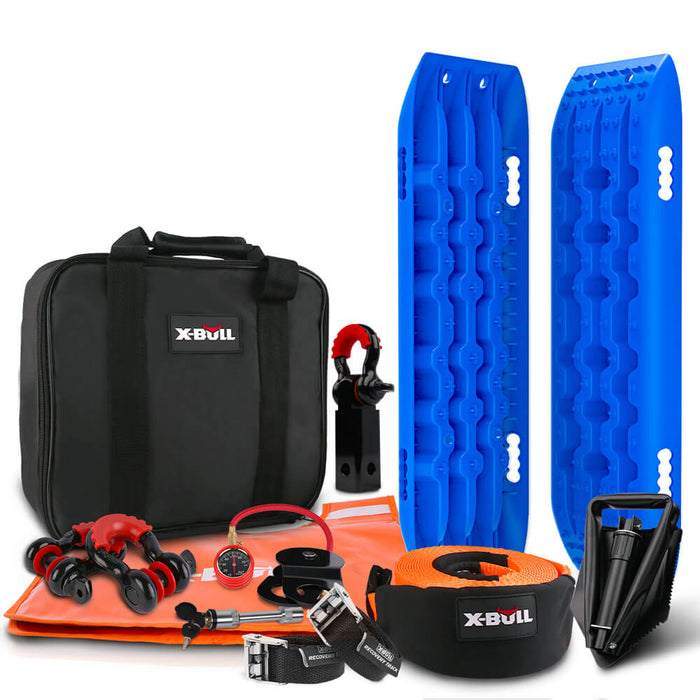 X-BULL Winch Recovery Kit Snatch Strap Off Road 4WD with Recovery Tracks Gen 2.0 Boards Blue Auto Accessories > 4WD & Recovery X-BULL    - Micks Gone Bush