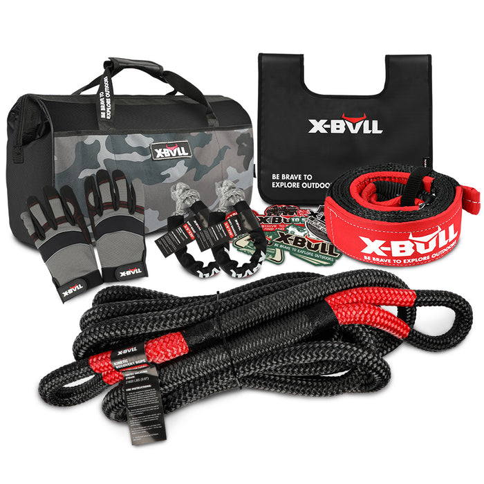 X-BULL Recovery Rope kit Snatch Strap Soft Shackles Hitch receiver Kinetic Tire Deflator Auto Accessories > 4WD & Recovery X-BULL    - Micks Gone Bush