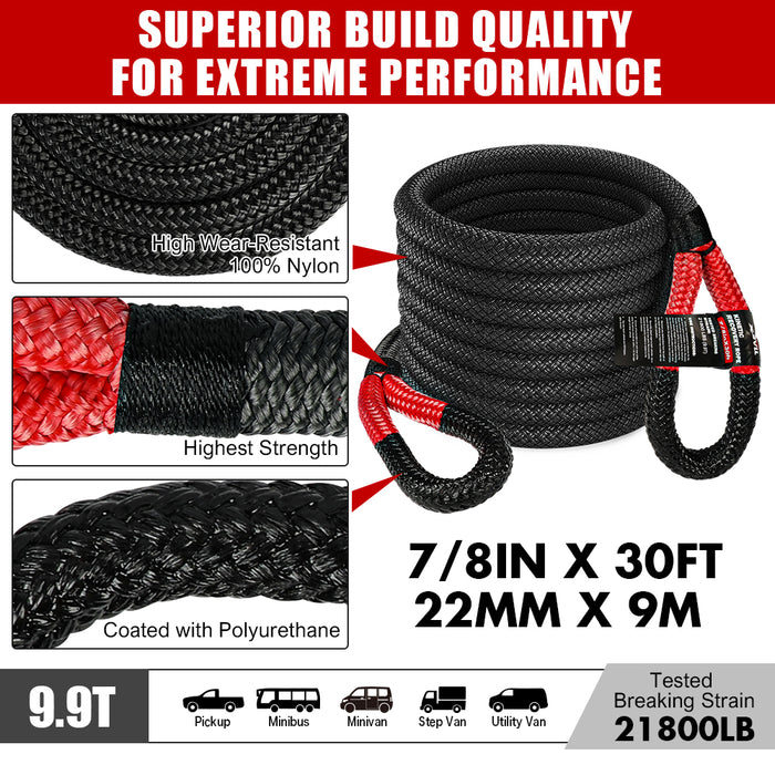 X-BULL Recovery Rope kit Snatch Strap Soft Shackles Hitch receiver Kinetic Tire Deflator Auto Accessories > 4WD & Recovery X-BULL    - Micks Gone Bush