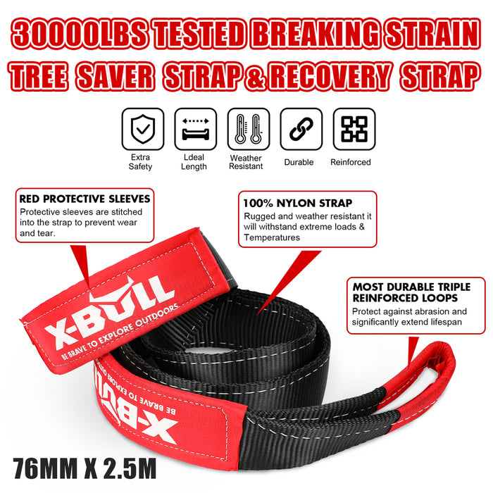 X-BULL 4X4 Recovery Kit Kinetic Recovery Rope Snatch Strap / 2PCS Recovery Tracks 4WD Gen3.0 Red Auto Accessories > 4WD & Recovery X-BULL    - Micks Gone Bush