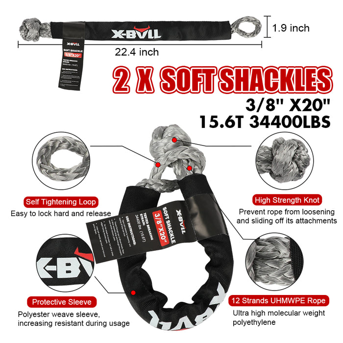 X-BULL 4X4 Recovery Kit Kinetic Recovery Rope Snatch Strap / 2PCS Recovery Tracks 4WD Gen3.0 Red Auto Accessories > 4WD & Recovery X-BULL    - Micks Gone Bush