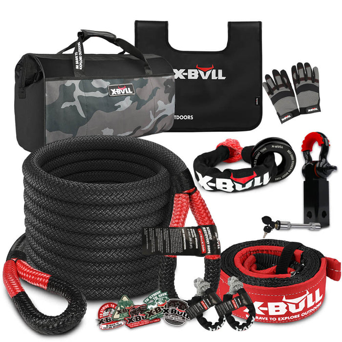 X-BULL Kinetic Recovery Rope kit Snatch Strap Soft Shackles Hitch receiver 4WD 4X4 Auto Accessories > 4WD & Recovery X-BULL    - Micks Gone Bush