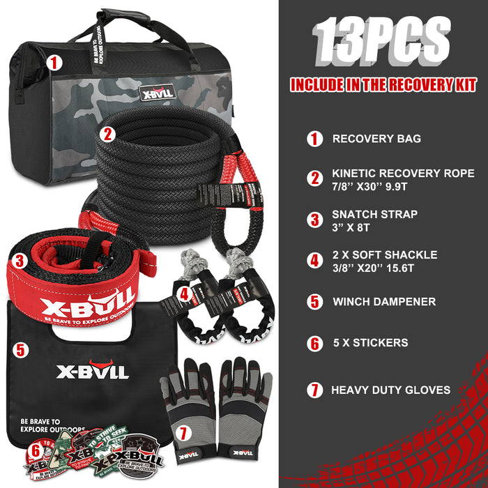 X-BULL Recovery Kit Kinetic Recovery Rope Snatch Strap / 2PCS Recovery Tracks 4WD Gen2.0 Auto Accessories > 4WD & Recovery X-BULL    - Micks Gone Bush