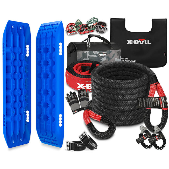 X-BULL 4X4 Recovery Kit Kinetic Recovery Rope Snatch Strap / 2PCS Recovery Tracks Gen2.0 Auto Accessories > 4WD & Recovery X-BULL    - Micks Gone Bush