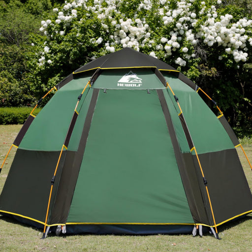 Waterproof Instant Camping Tent 4/5/6 Person Easy Quick Setup Dome Hexagonal Family Tents For Camping, Double Layer Flysheet Can Be Used As Beach Shelter Outdoor > Camping Micks Gone Bush    - Micks Gone Bush