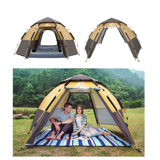 Waterproof Instant Camping Tent 4/5/6 Person Easy Quick Setup Dome Hexagonal Family Tents For Camping, Double Layer Flysheet Can Be Used As Beach Shelter Outdoor > Camping Micks Gone Bush    - Micks Gone Bush