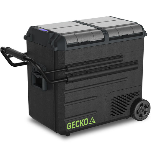 Gecko 65L Dual Zone Portable Fridge Freezer with onboard Lithium Battery, 12V/24V/240V, with 2 Doors, Wheels, for Camping, Car, Outings Outdoor > Camping Gecko    - Micks Gone Bush