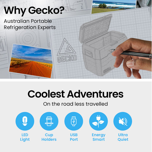 GECKO 40L Portable Fridge Freezer 12V/24V/240V for Camping, Car, Caravan, Boats Outdoor > Camping Gecko    - Micks Gone Bush