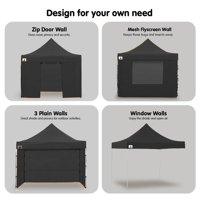 Wallaroo Gazebo Tent Marquee 3x3 PopUp Outdoor Black Home & Garden > Shading Micks Gone Bush    - Micks Gone Bush