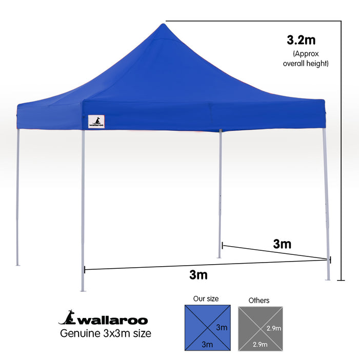 Wallaroo Gazebo Tent Marquee 3x3 PopUp Outdoor- Blue Home & Garden > Shading Micks Gone Bush    - Micks Gone Bush