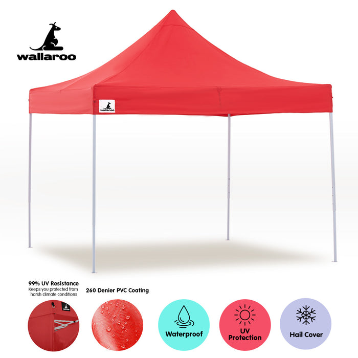 Wallaroo Gazebo Tent Marquee 3x3 PopUp Outdoor  Red Home & Garden > Shading Micks Gone Bush    - Micks Gone Bush