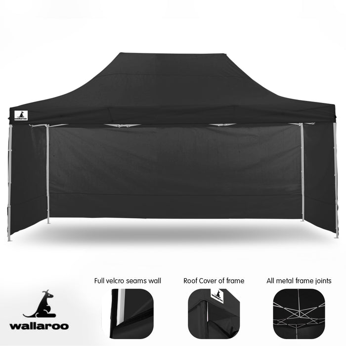 Wallaroo Gazebo Tent Marquee 3x4.5m PopUp Outdoor Black Home & Garden > Shading Micks Gone Bush    - Micks Gone Bush