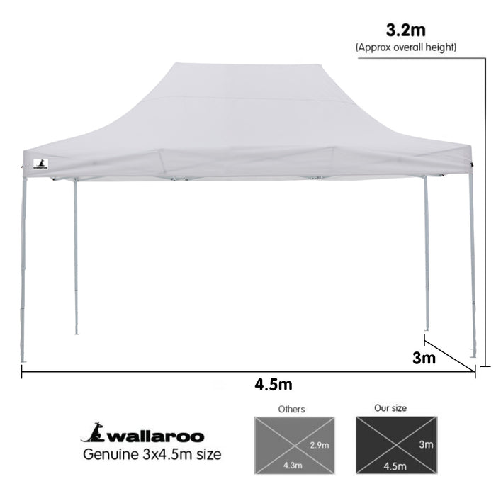 Wallaroo Gazebo Tent Marquee 3x4.5m PopUp Outdoor White Home & Garden > Shading Micks Gone Bush    - Micks Gone Bush