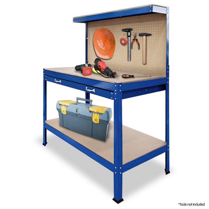 Kartrite Heavy-Duty Steel Workbench with Organizer Drawer and Pegboard Shelf Tools > Tools Storage Kartrite    - Micks Gone Bush